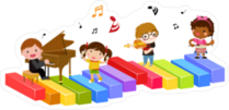 Group Of Children And Music Sticker