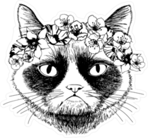 Grumpy Cat With Circlet Of Flowers Sticker