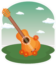 Guitar With Flowers Hippie Culture Sticker