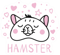 Hamster Illustration In Pink Sticker