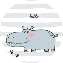 Hand Drawn Cute Hippo On Stripes Sticker