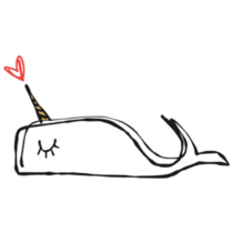 Hand Drawn Narwhal Heart Sticker