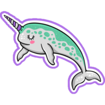 Hand Drawn Narwhal On Purple Sticker