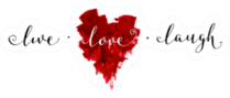 Hand-drawn Painted Red Heart "live, Love, Laugh" Sticker