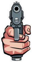 Hand Holding Gun Sticker