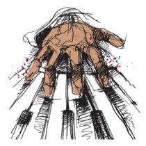 Hand Playing The Piano Music Illustration Sticker