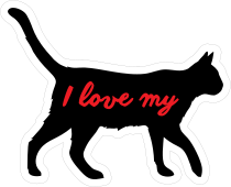 Handwritten I Love My Cat Silhouette  Sticker