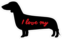 Handwritten I Love My Dachshund Silhouette  Sticker