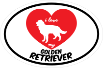 Handwritten I Love My Golden Retriever With Heart Oval Sticker