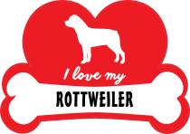 Handwritten I Love My Rottweiler With Dog Bone And Heart Sticke