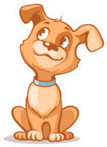 Happy Cartoon Puppy Sitting Sticker