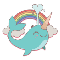 Happy Narwhal With Rainbow Sticker