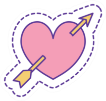 Heart With Arrow Line And Fill Style Sticker