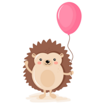 Hedgehog Pink Balloon Sticker