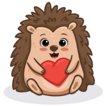 Hedgehog Red Heart Sticker