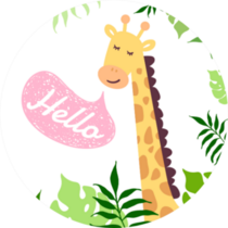 Hello Cute Giraffe And Tropical Leaves Sticker