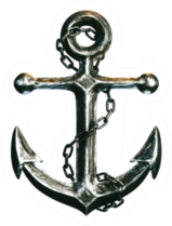 Highly Detailed Metallic Anchor Sticker