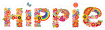 Hippie Lettering with Colorful Flowers Sticker