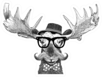 Hipster Glasses On Moose Sketch Sticker