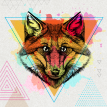 Hipster Watercolor Polygon Fox Sticker