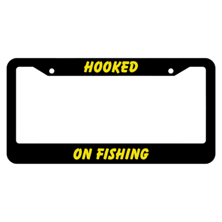 Hooked On Fishing License Plate Frame