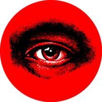 Human Eye, Graphic Illustration On Red Sticker