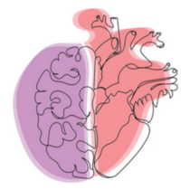 Human Heart And Brain Halves Line Art Sticker