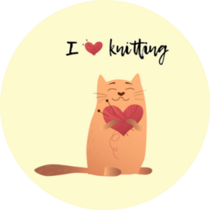 I Heart Knitting Cute Cat Sticker