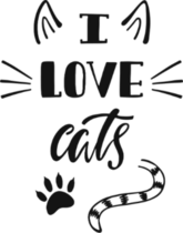 I Love Cats Typography Sticker