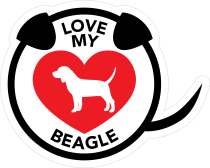 I Love My Beagle Puppy Heart Circle With Tail Sticker