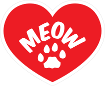 I Love My Cat Heart With Meow And Paw Sticker