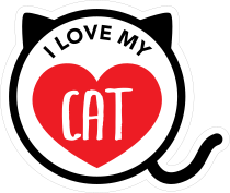 I Love My Cat Kitty Heart Circle With Tail Sticker