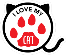 I Love My Cat Kitty Paw Circle With Tail Sticker