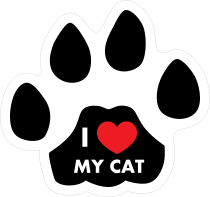 I Love My Cat Paw With Text Sticker