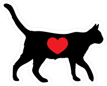 I Love My Cat Silhouette With Heart Sticker