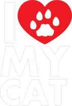 I Love My Cat Text With Paw Inside Of Heart Sticker