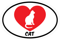 I Love My Cat With Curly Tail And Heart Oval Sticker