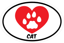 I Love My Cat With Heart And Paw Oval Sticker