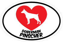 I Love My Doberman Pinscher With Heart Oval Sticker