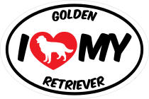 I Love My Golden Retriever With Big Text Oval Sticker