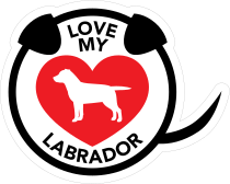 I Love My Labrador Puppy Heart Circle With Tail Sticker