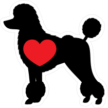 I Love My Poodle Silhouette With Heart Sticker