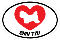 I Love My Shih Tzu With Heart Oval Sticker