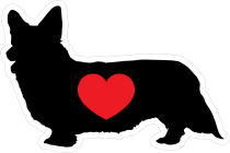 I Love My Welsh Corgi Silhouette With Heart Sticker