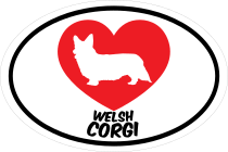 I Love My Welsh Corgi With Heart Oval Sticker