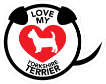 I Love My Yorkshire Terrier Puppy Heart Circle With Tail Sticke