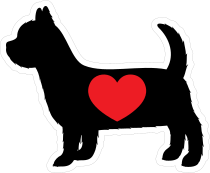 I Love My Yorkshire Terrier Silhouette With Heart Sticker