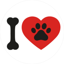 I Love Paw Print Sticker