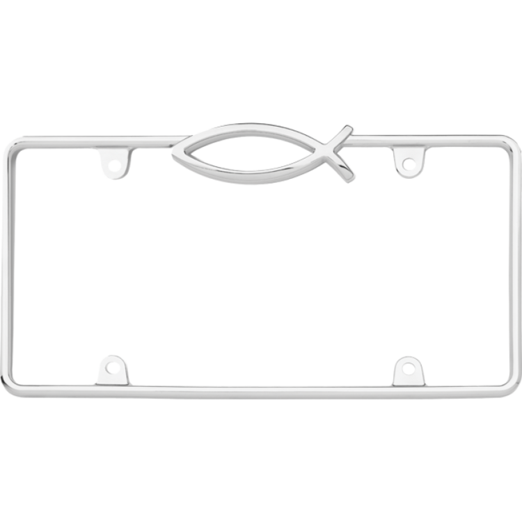 Ichthus Fish Chrome License Plate Frame 