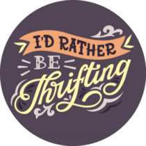 I'd Rather Be Thrifting Hand Lettering on Purple Sticker